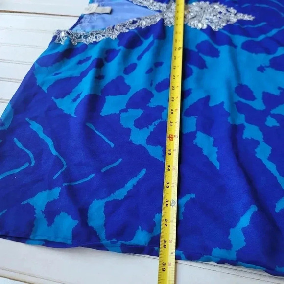Natural Impression Sheer Caftan Beaded Rhinestone Coverup Swim Dress Blue OS - Picture 2 of 11
